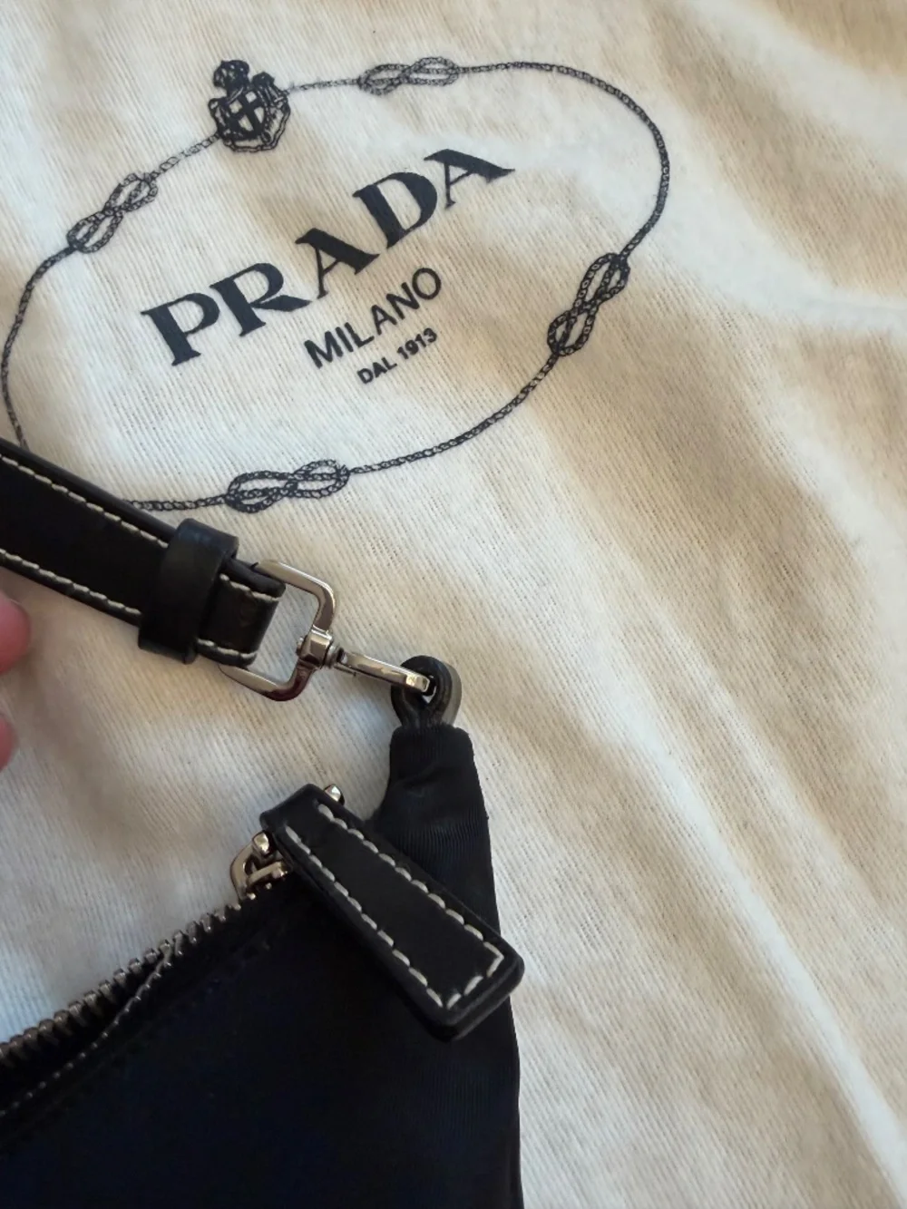 Prada Nylon Mini Hobo Shoulder Bag, Black